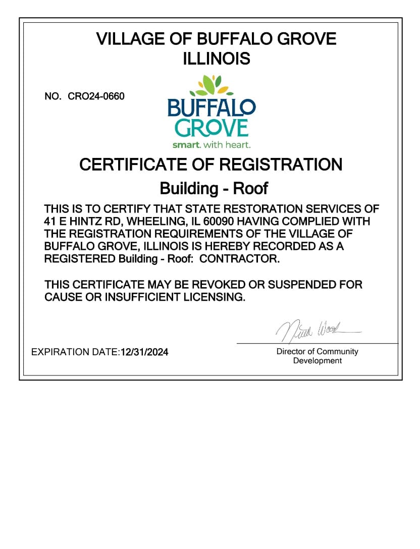 General Contractors License Village of Buffalo Grove - State Restoration Services